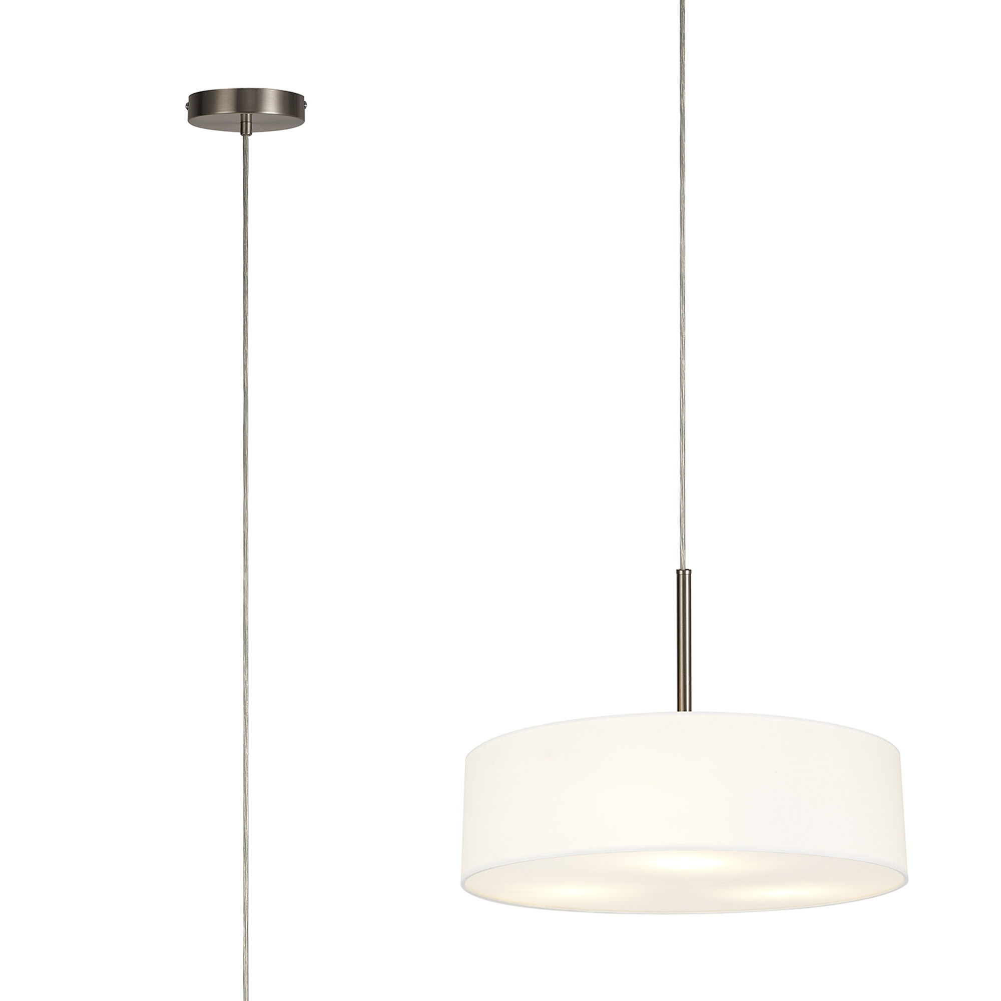 DK0763  Baymont 45cm 5 Light Pendant Satin Nickel, White